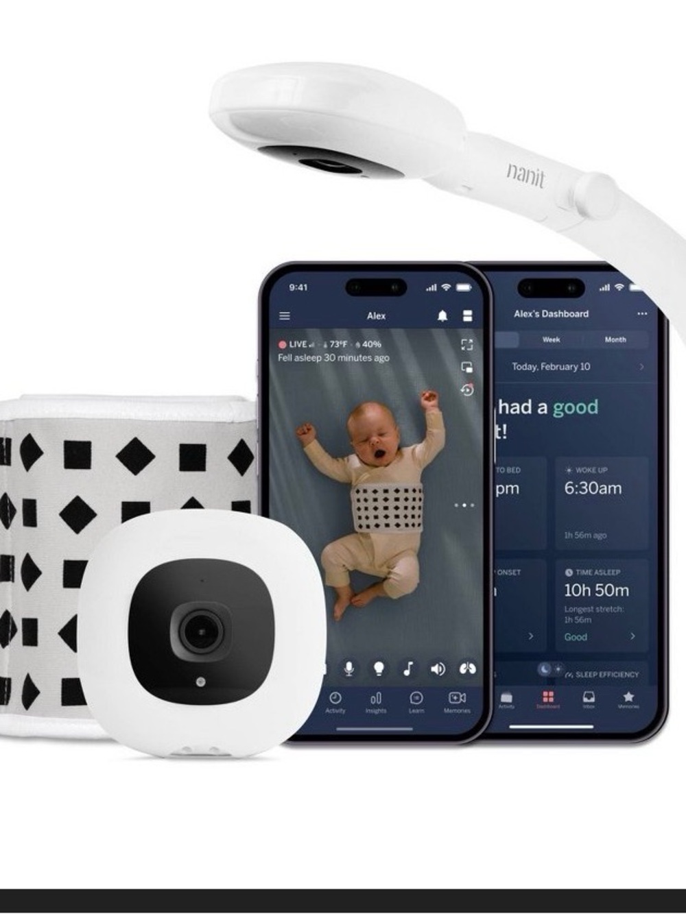 White Smart Baby Monitor Camera - Wi‑Fi Video Monitor